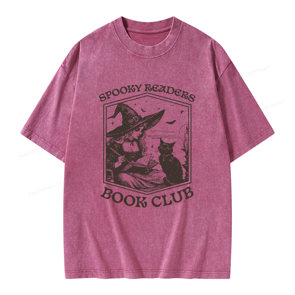 Pagewings Spooky Readers Book Club Unisex Washed T-shirt