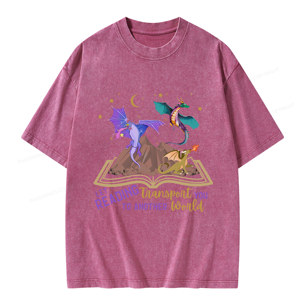 Pagewings Let Reading Transport You To Another World Unisex Washed T-shirt