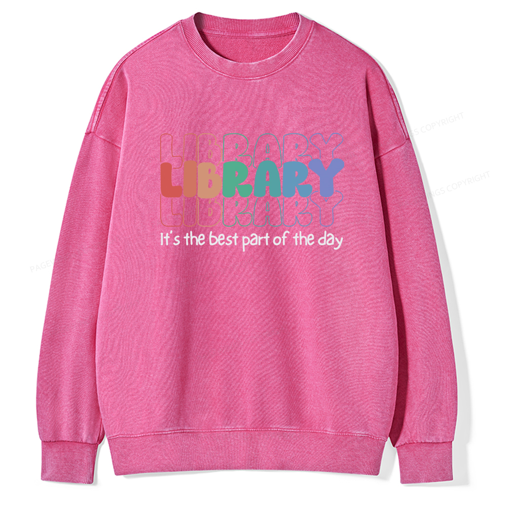 Pagewings School Librarian Shirt, Library Shirt Unisex Washed Sweatshirt
