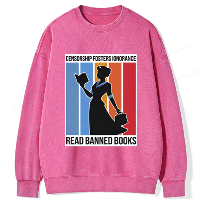 Pagewings Read Banned Books Unisex Washed Sweatshirt