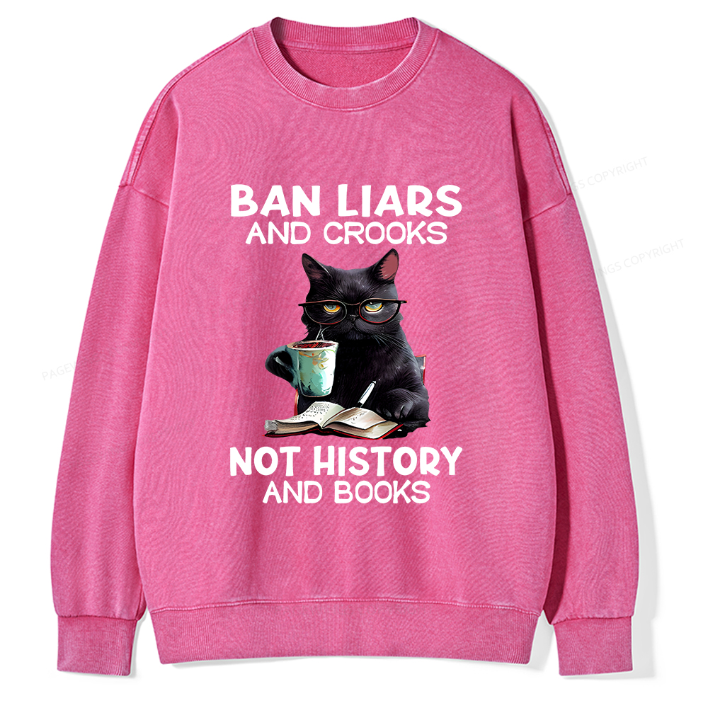 Pagewings Ban Liars And Crooks Not History And Books Unisex Washed Sweatshirt
