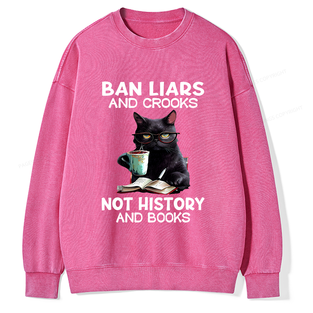 Pagewings Ban Liars And Crooks Not History And Books Unisex Washed Sweatshirt