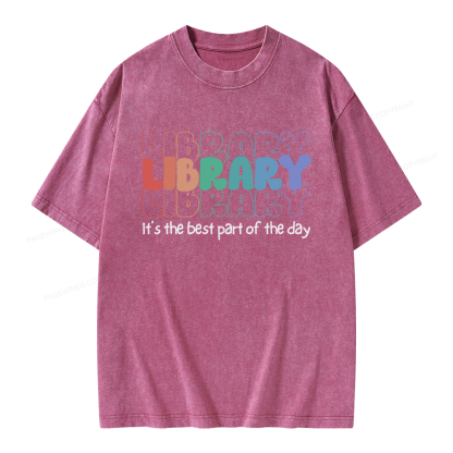Pagewings School Librarian Shirt, Library Shirt Unisex Washed T-shirt