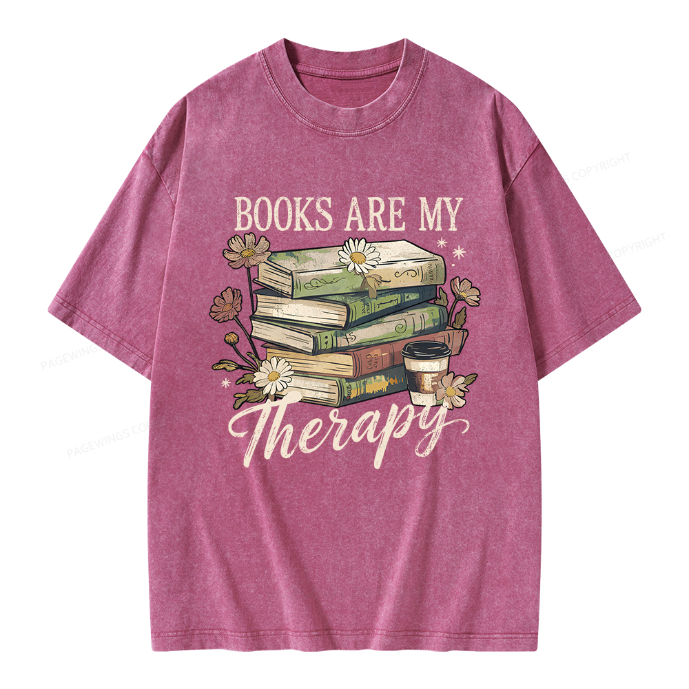 Pagewings Books Are My Therapy Unisex Washed T-shirt