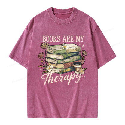 Pagewings Books Are My Therapy Unisex Washed T-shirt