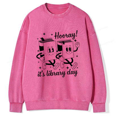 Pagewings School Librarian Shirt, Library Shirt Unisex Washed Sweatshirt