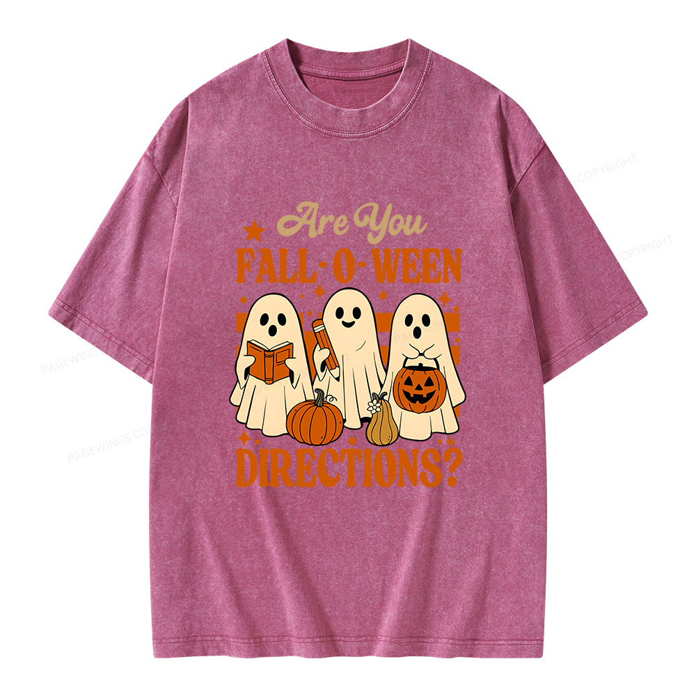 Pagewings Are You Fall O Ween Directions Unisex Washed T-shirt