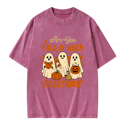 Pagewings Are You Fall O Ween Directions Unisex Washed T-shirt