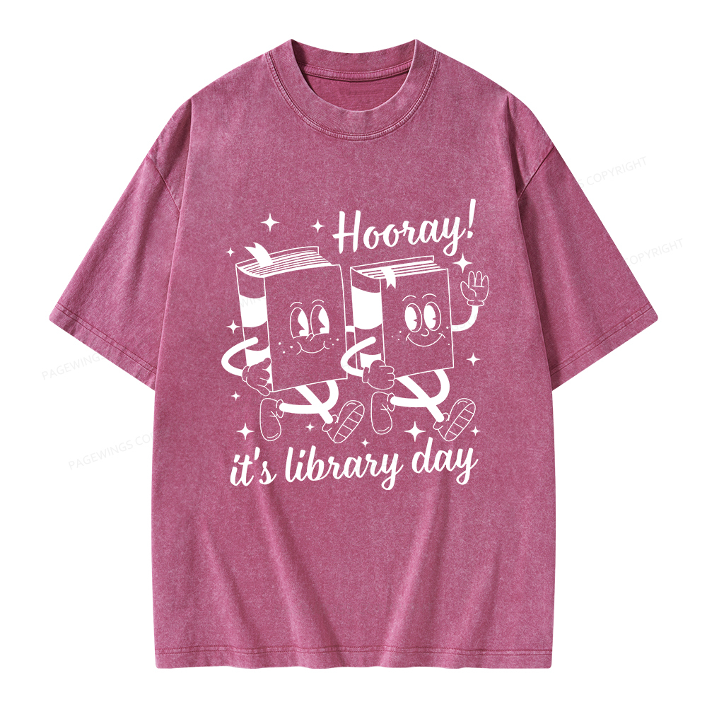 Pagewings School Librarian Shirt, Library Shirt Unisex Washed T-shirt