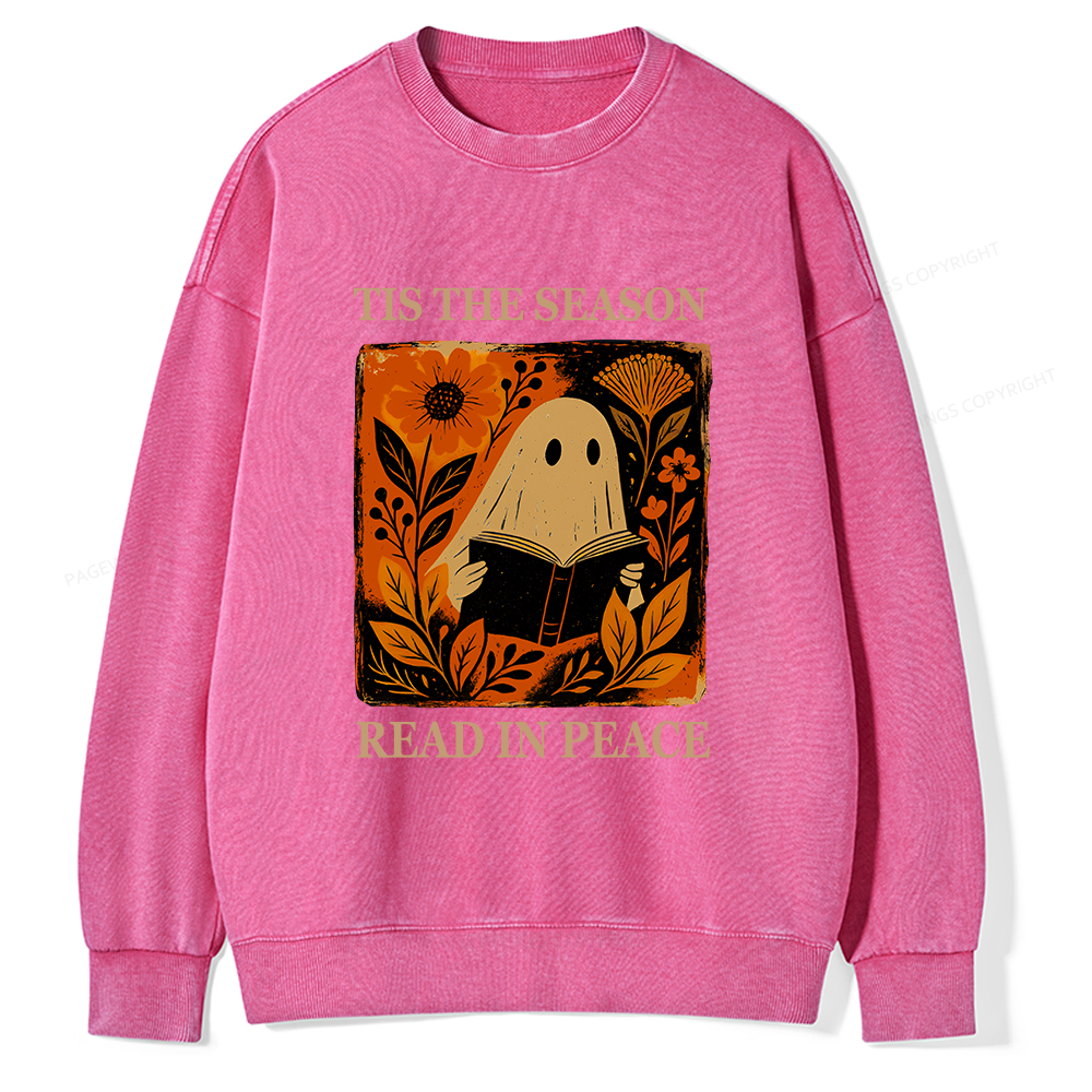 Pagewings Tis The Season Read In Peace Unisex Washed Sweatshirt