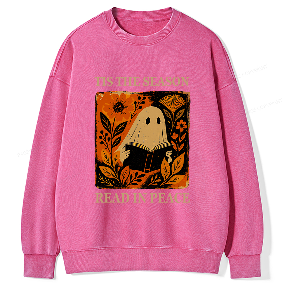 Pagewings Tis The Season Read In Peace Unisex Washed Sweatshirt