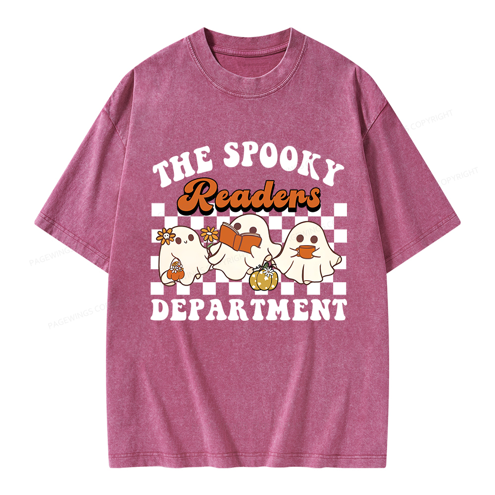 Pagewings Spooky Reader Halloween Unisex Washed T-shirt