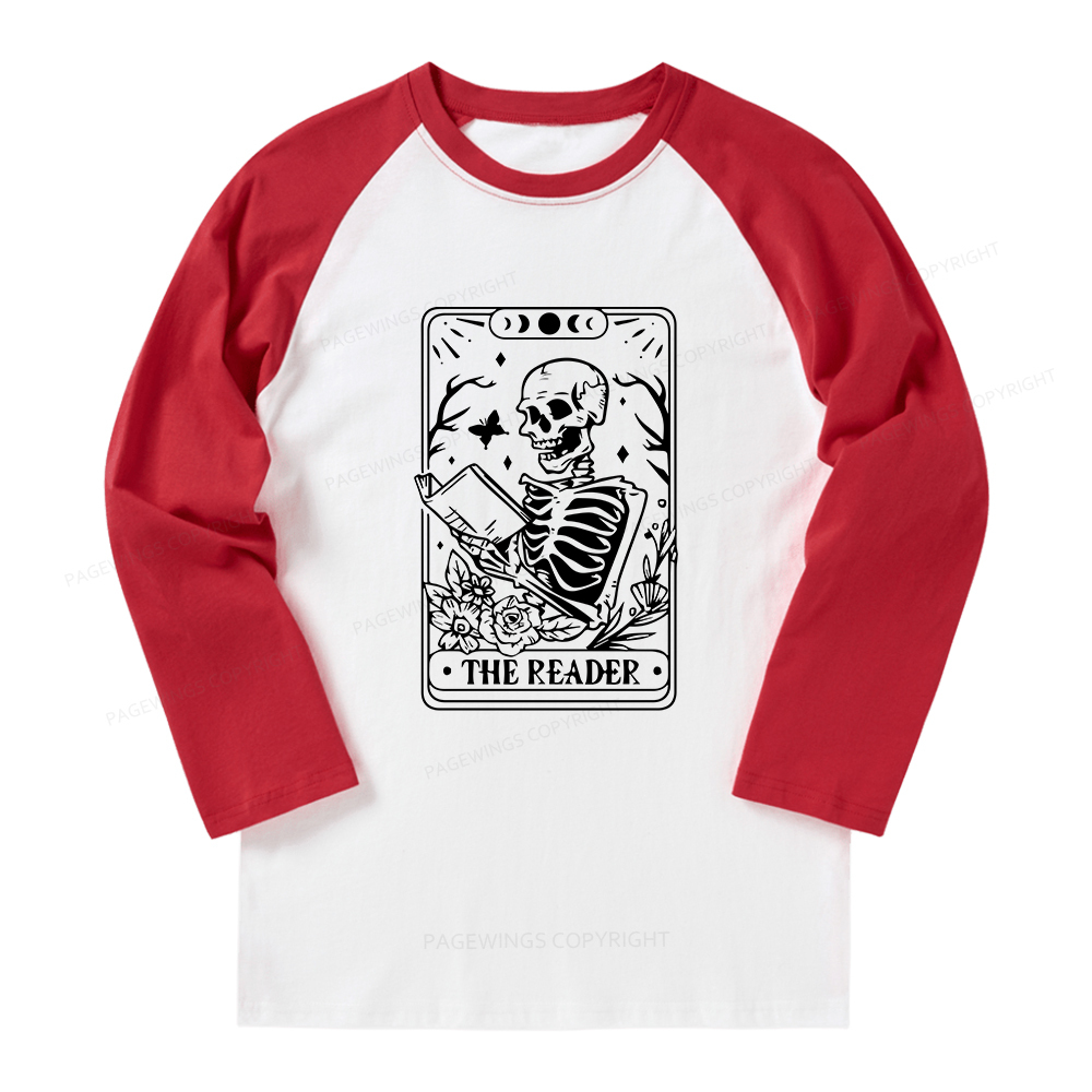 Pagewings Halloween The Reader Tarot Card Long Sleeve Raglan T-shirt