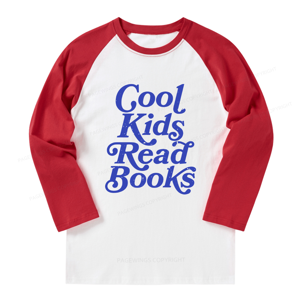 Pagewings Cool Kids Read Books Long Sleeve Raglan T-shirt