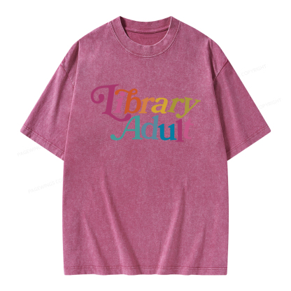 Pagewings Library Adult, Library Kid Unisex Washed T-shirt