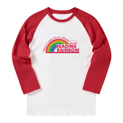 Pagewings Reading Rainbow Long Sleeve Raglan T-shirt