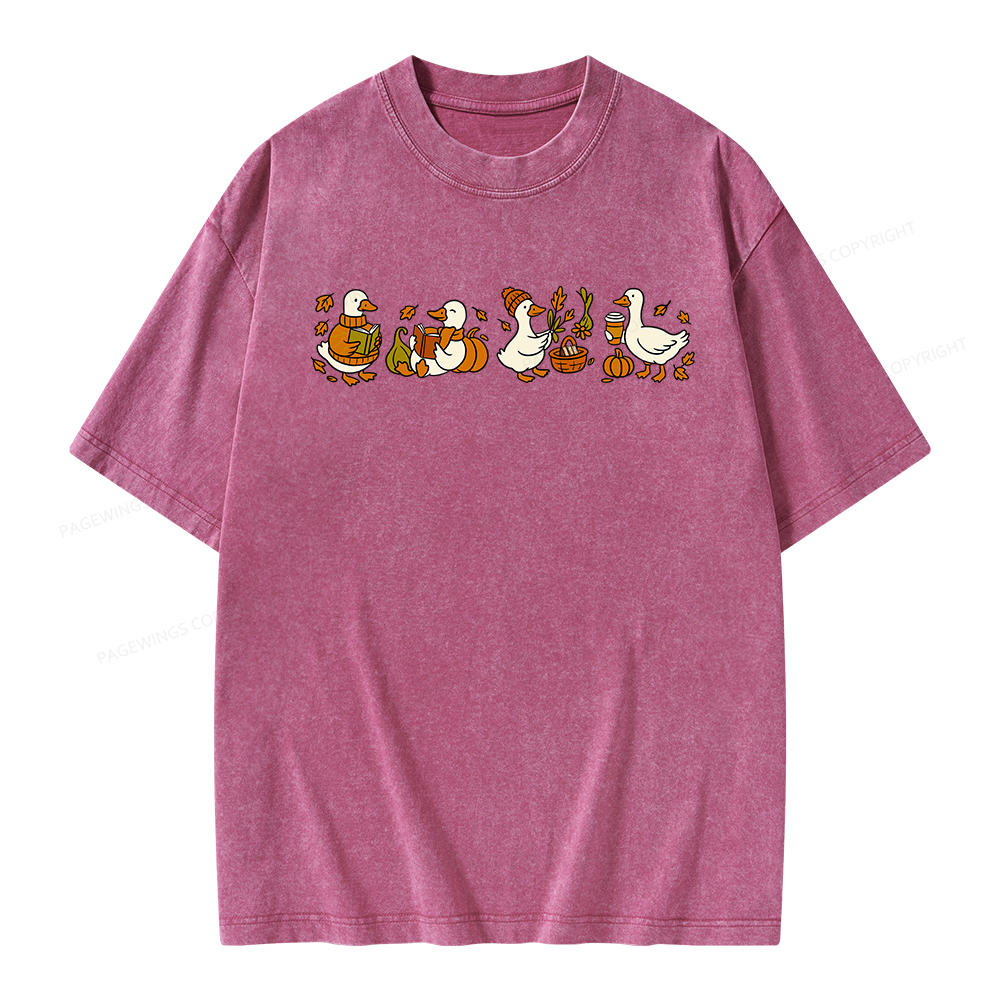 Pagewings Fall Goose Unisex Washed T-shirt