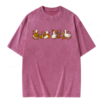 Pagewings Fall Goose Unisex Washed T-shirt