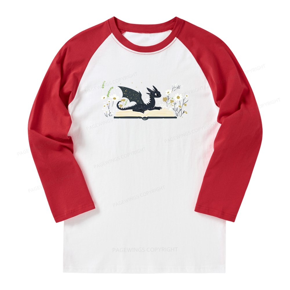 Pagewings Dragon Book Long Sleeve Raglan T-shirt
