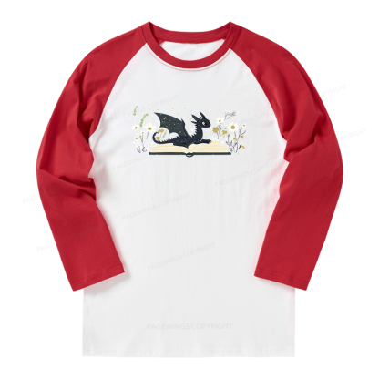 Pagewings Dragon Book Long Sleeve Raglan T-shirt