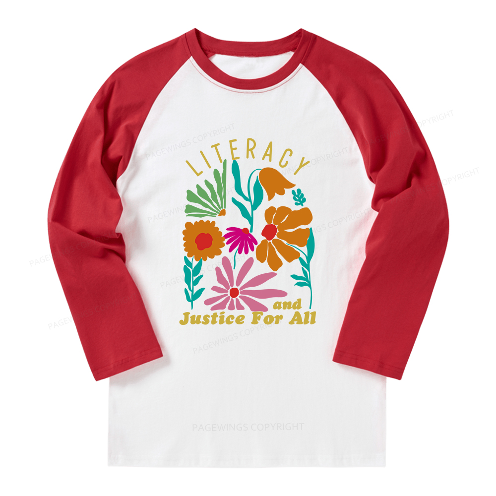 Pagewings Literacy And Justice Long Sleeve Raglan T-shirt