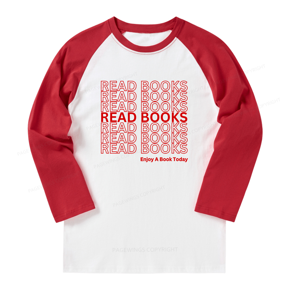Pagewings Read Books Librarian Long Sleeve Raglan T-shirt