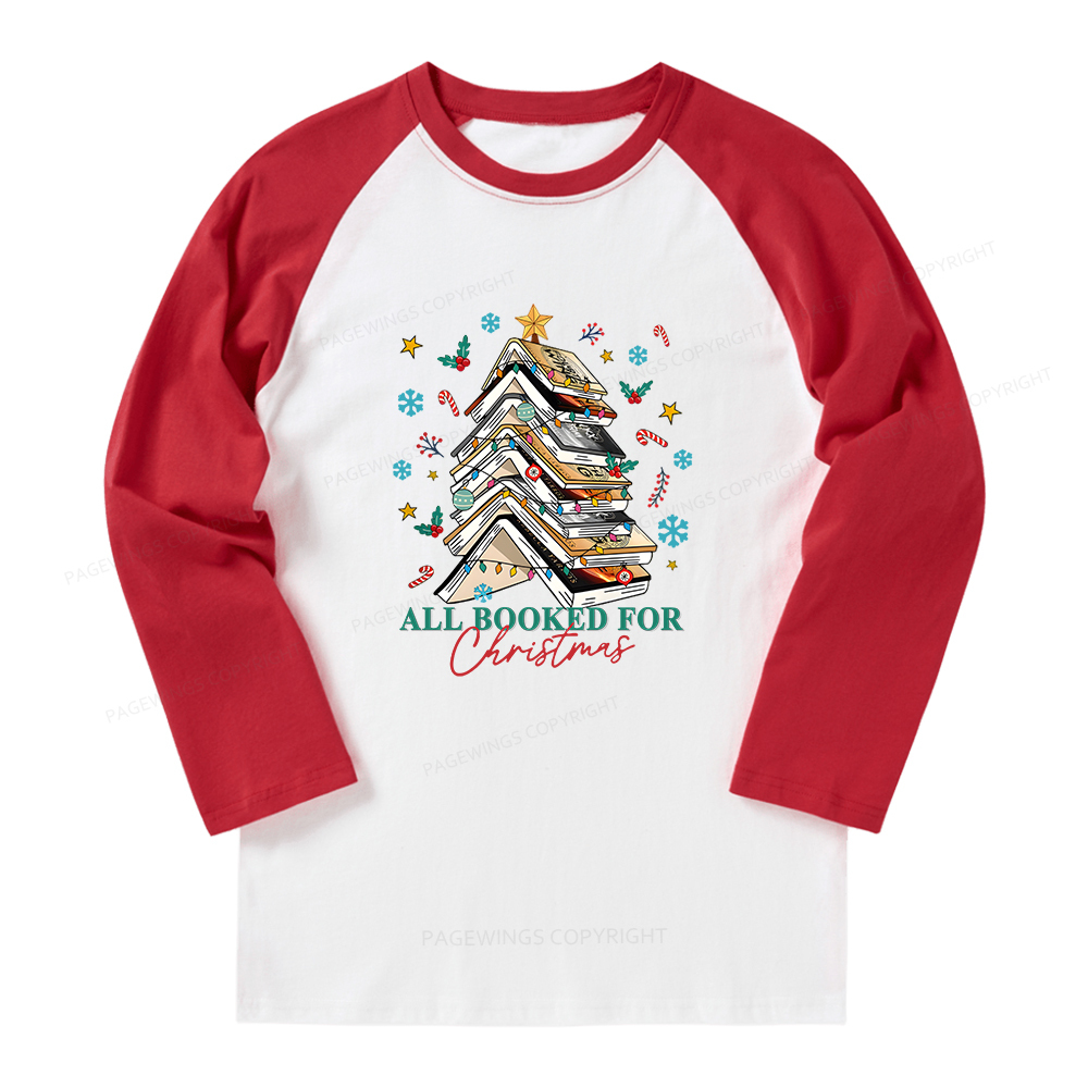 Pagewings Fourth Wing All Booked For Christmas Long Sleeve Raglan T-shirt