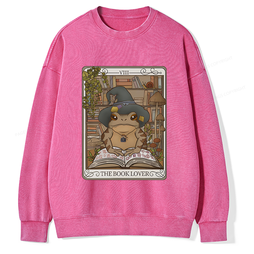 Pagewings Book Lover Frog Tarot Card Comfort Colors TShirt Unisex Washed Sweatshirt