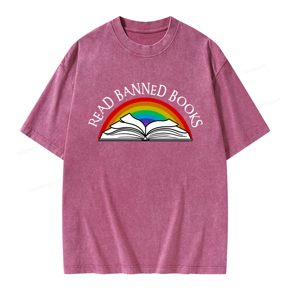 Pagewings Read Banned Books Unisex Washed T-shirt