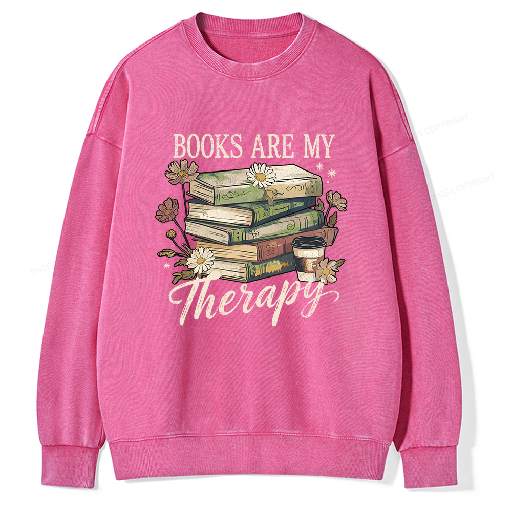 Pagewings Books Are My Therapy Unisex Washed Sweatshirt