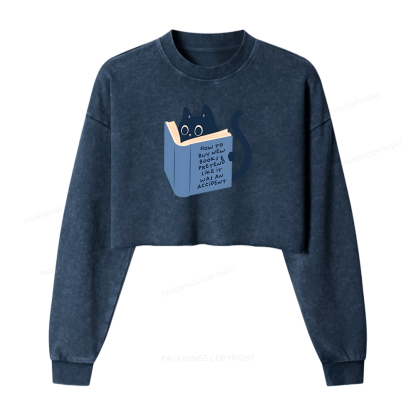 Pagewings How To Buy New Books Women Washed Crop Sweatshirt