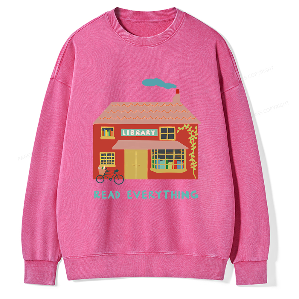 Pagewings Read Everything T-Shirt Unisex Washed Sweatshirt
