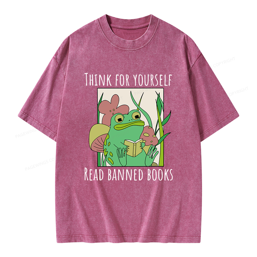 Pagewings Think For Yourself Read Banned Books Unisex Washed T-shirt