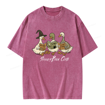 Pagewings Spooky Book Club Unisex Washed T-shirt