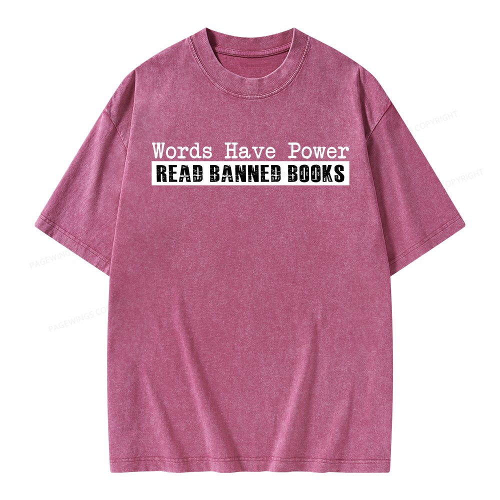 Pagewings Read Banned Books Words have Power Unisex Washed T-shirt