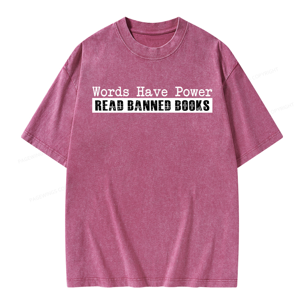 Pagewings Read Banned Books Words have Power Unisex Washed T-shirt