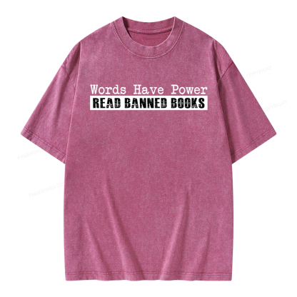 Pagewings Read Banned Books Words have Power Unisex Washed T-shirt
