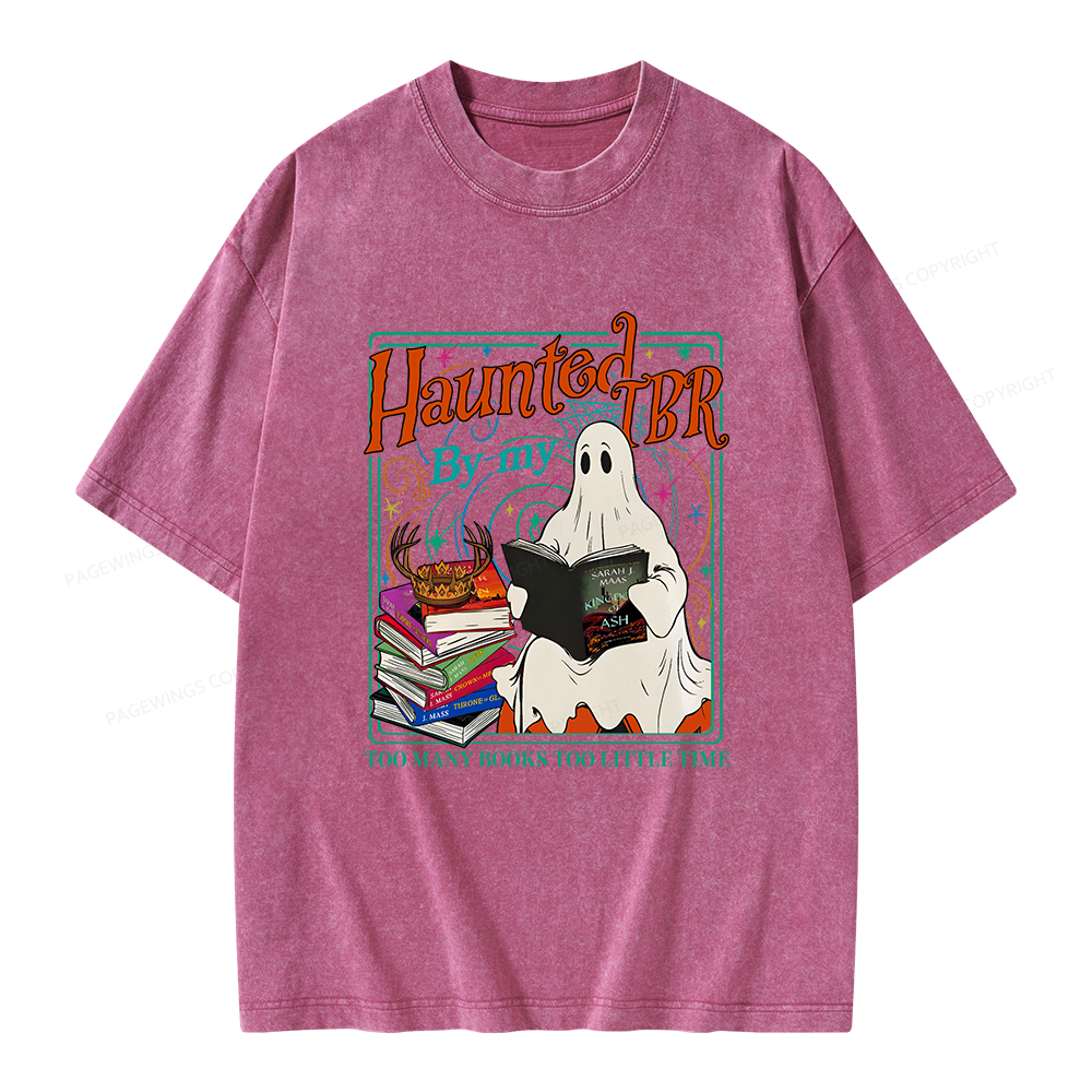 Pagewings Haunted By My TBR Unisex Washed T-shirt