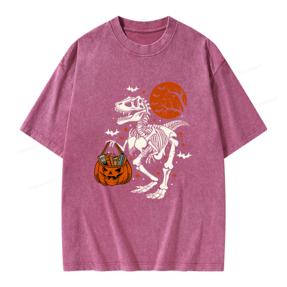 Pagewings Dinosaur Halloween Unisex Washed T-shirt