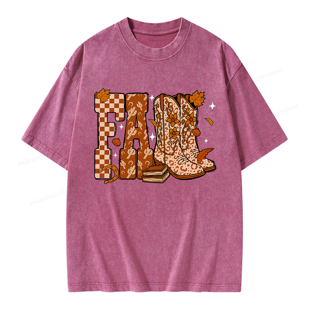 Pagewings Fall Cowboy Unisex Washed T-shirt