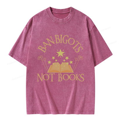 Pagewings Ban Bigots Not Books Unisex Washed T-shirt