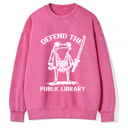 Pagewings Defend Your Public Library Unisex Washed Sweatshirt