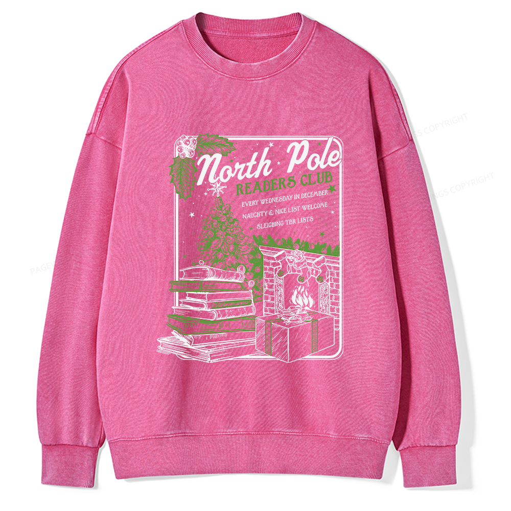 Pagewings Bookish Christmas Unisex Washed Sweatshirt
