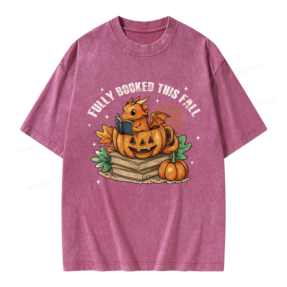 Pagewings Reading Dragon in Pumpkin Cup Unisex Washed T-shirt