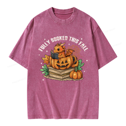 Pagewings Reading Dragon in Pumpkin Cup Unisex Washed T-shirt