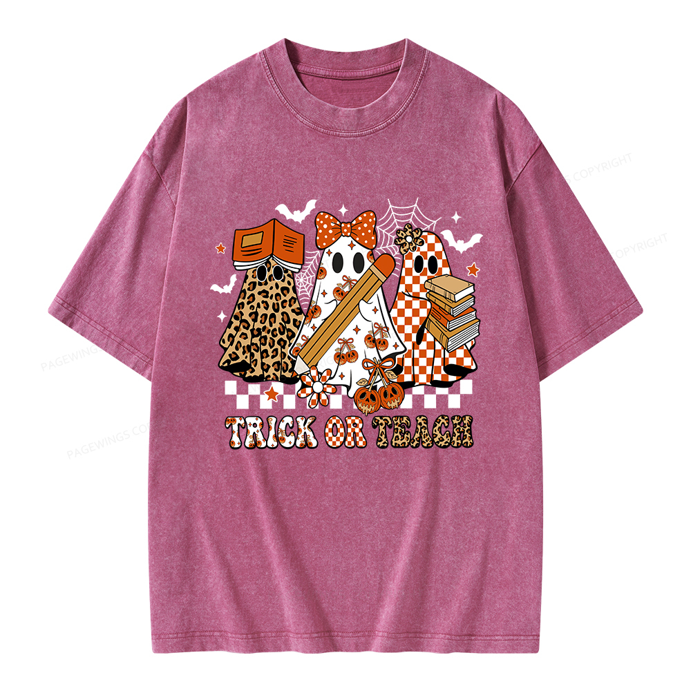 Pagewings Trick or Teach Unisex Washed T-shirt