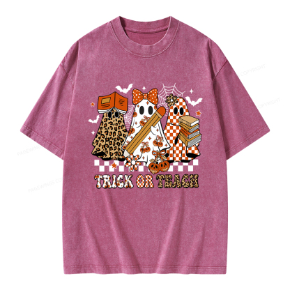 Pagewings Trick or Teach Unisex Washed T-shirt