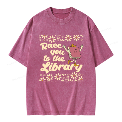 Pagewings Cute Book Lover Unisex Washed T-shirt