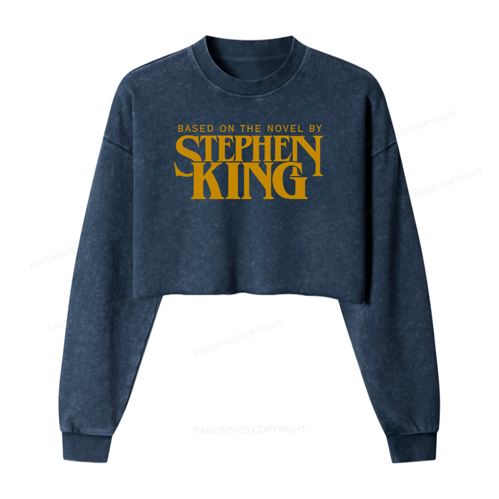 Pagewings Based On A Novel By Stephen King Women Washed Crop Sweatshirt