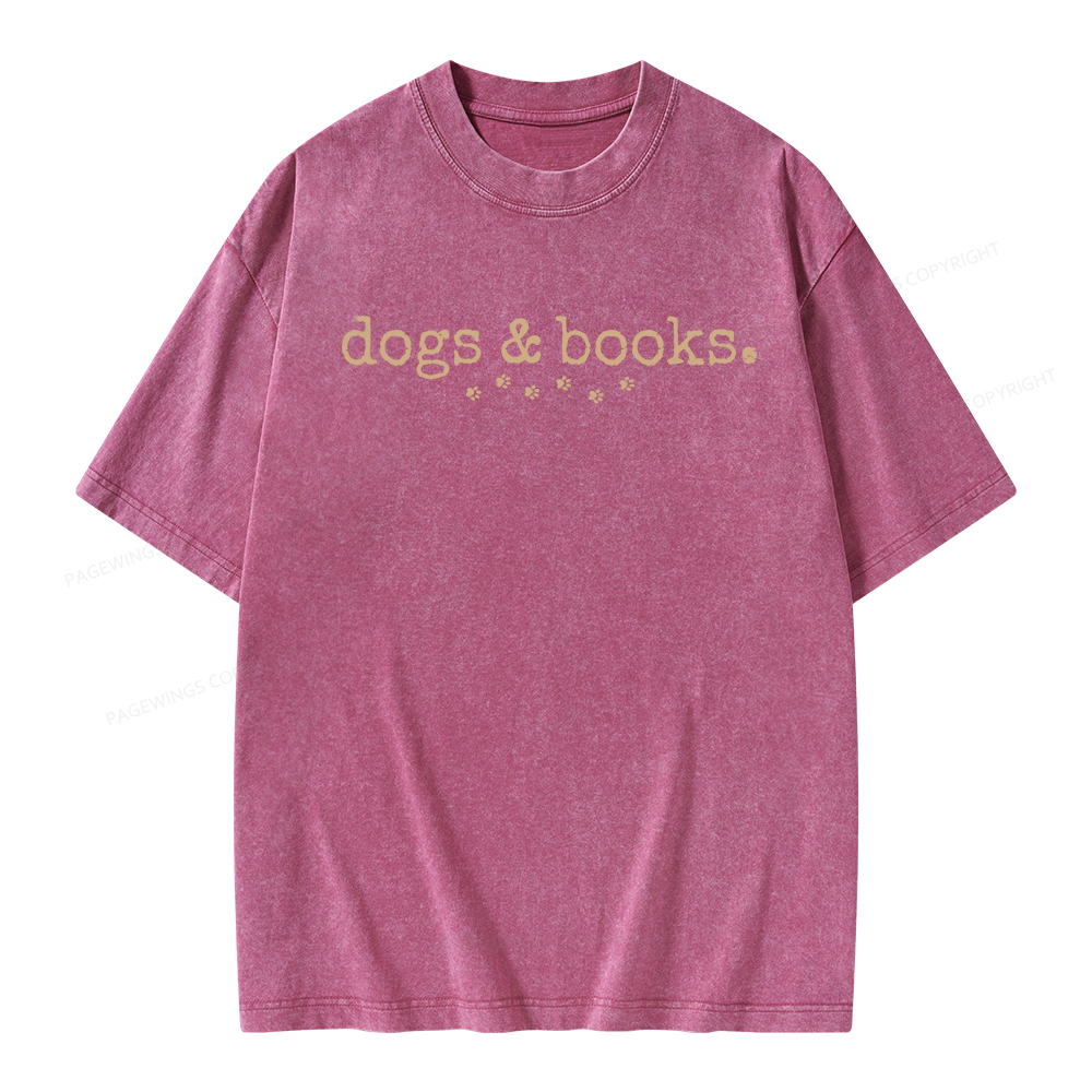 Pagewings Dogs & Books Unisex Washed T-shirt